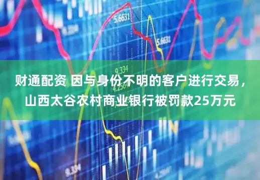 财通配资 因与身份不明的客户进行交易，山西太谷农村商业银行被罚款25万元
