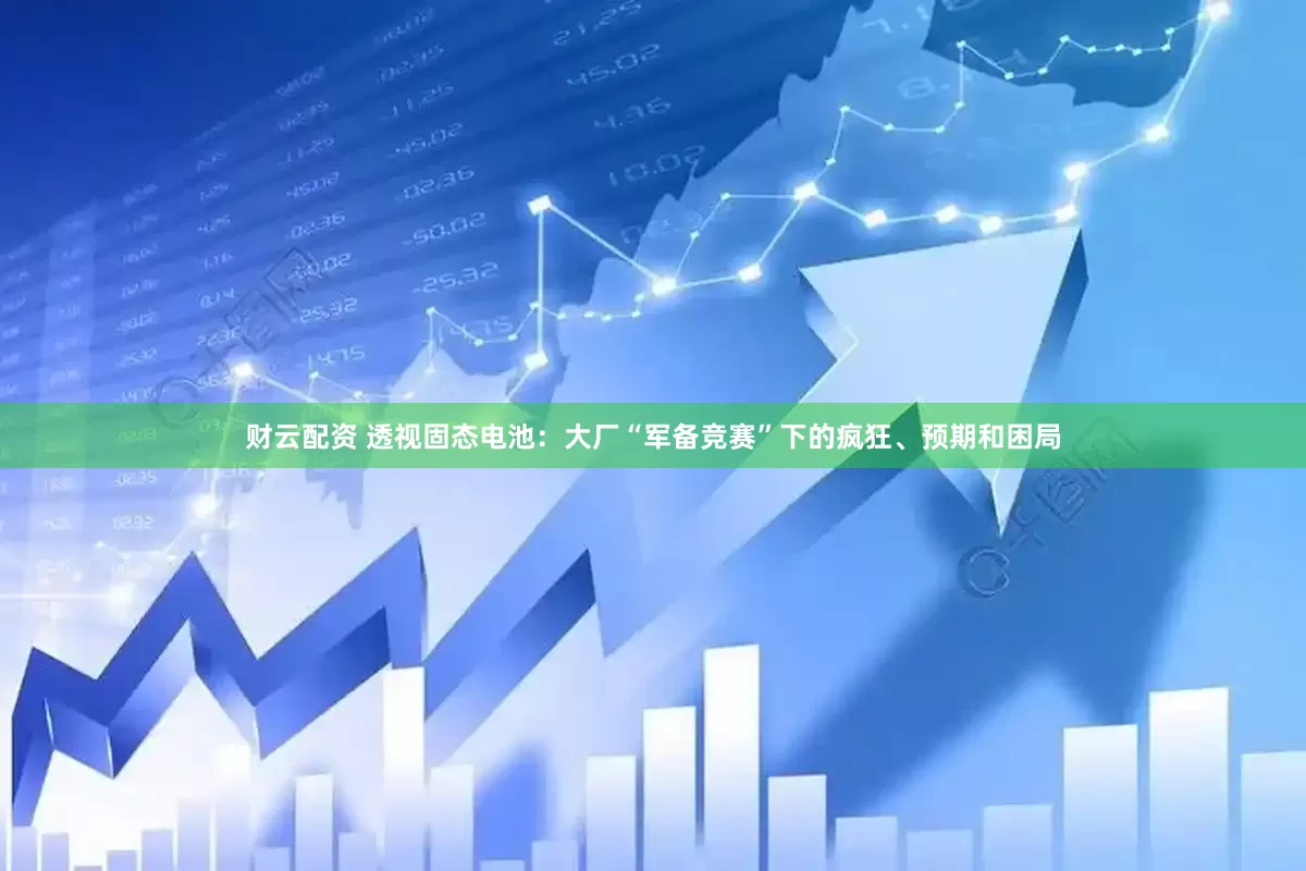 财云配资 透视固态电池：大厂“军备竞赛”下的疯狂、预期和困局